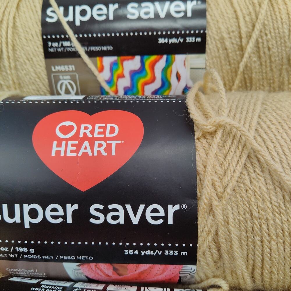 Lot Of 4.75 Red Heart Super Saver Yarn Buff Beige 334 - 8 Oz - Knit Crochet New - Picture 4 of 9